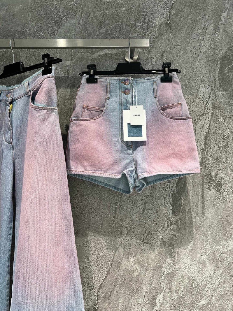 Chanel 24C Early Spring Blush Pink Denim Shorts