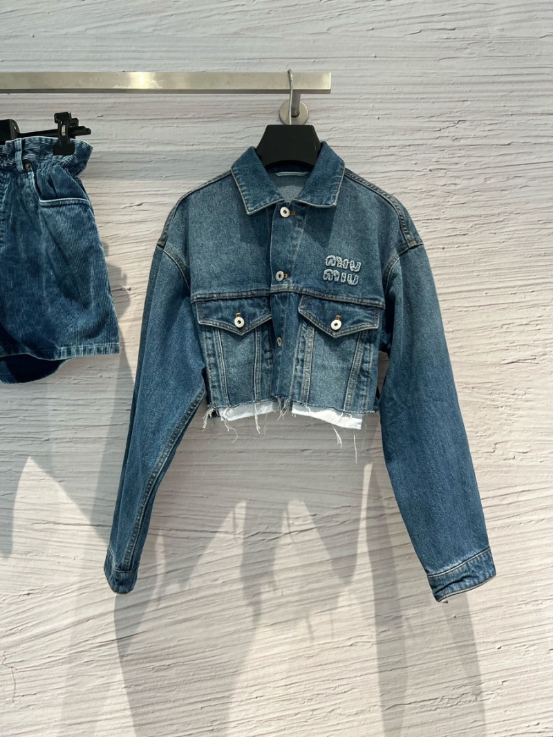 Miu Miu Vintage Wash Denim Crop Jacket