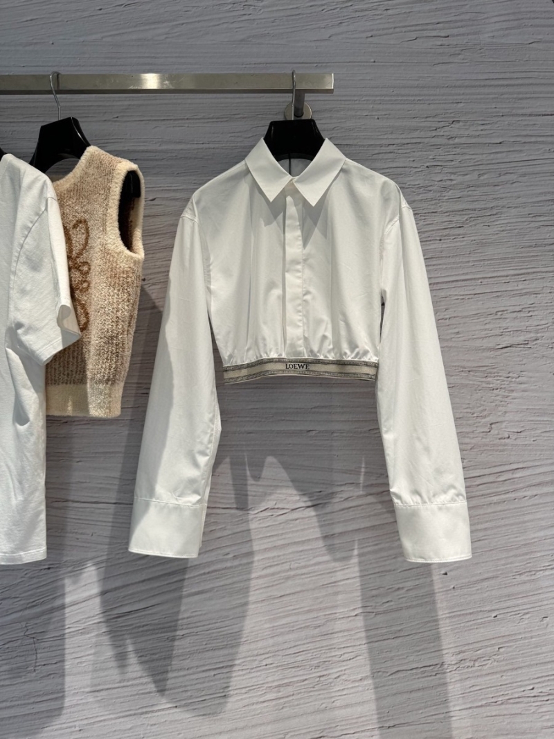 Loewe 2024 Spring High-Waisted Shirt with Woven Tape Detail