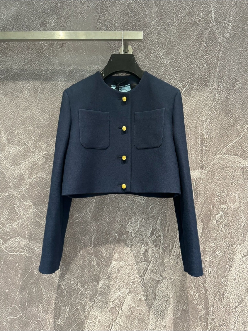 Prada Silk-Wool Blend Jacket with Gold Buttons Early Spring 2024 Collection