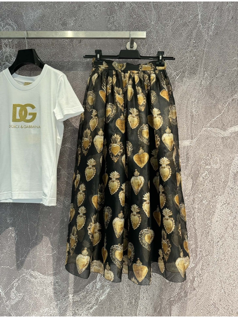 Dolce & Gabbana 'Golden Age' Sacred Heart Organza Midi Skirt