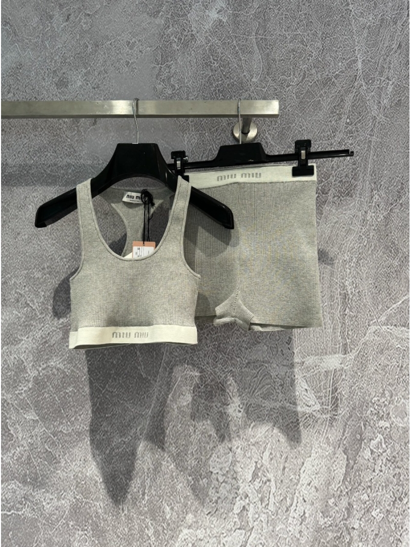 Miu Miu Grey Cotton Blend Two-Piece Set