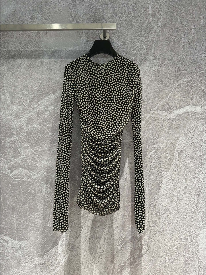 Saint Laurent Polka Dot Sheer Dress - Sensuous Draped Midi in Monochrome Polka