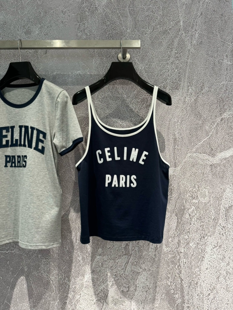 Celine Embroidered Patch Tank Top in 100% Cotton
