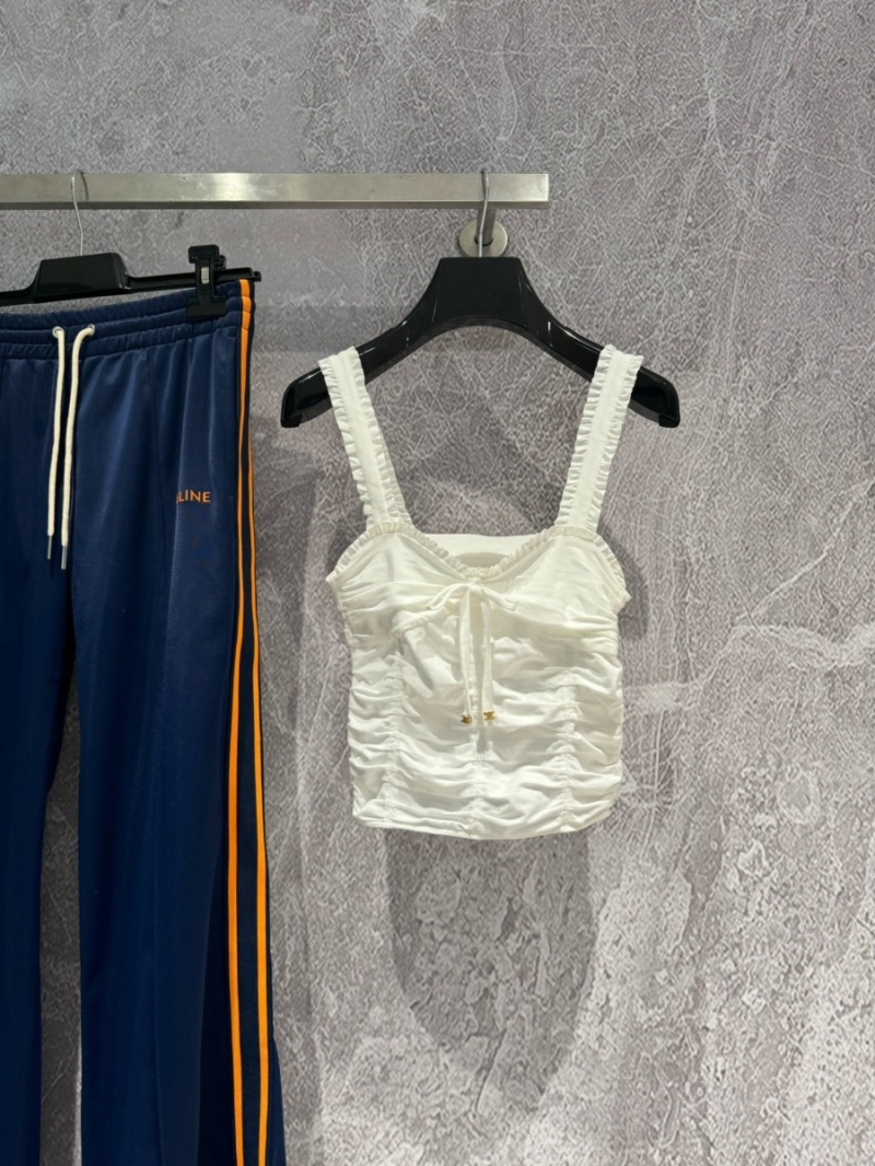 Celine Playful Pleated Camisole Top - White