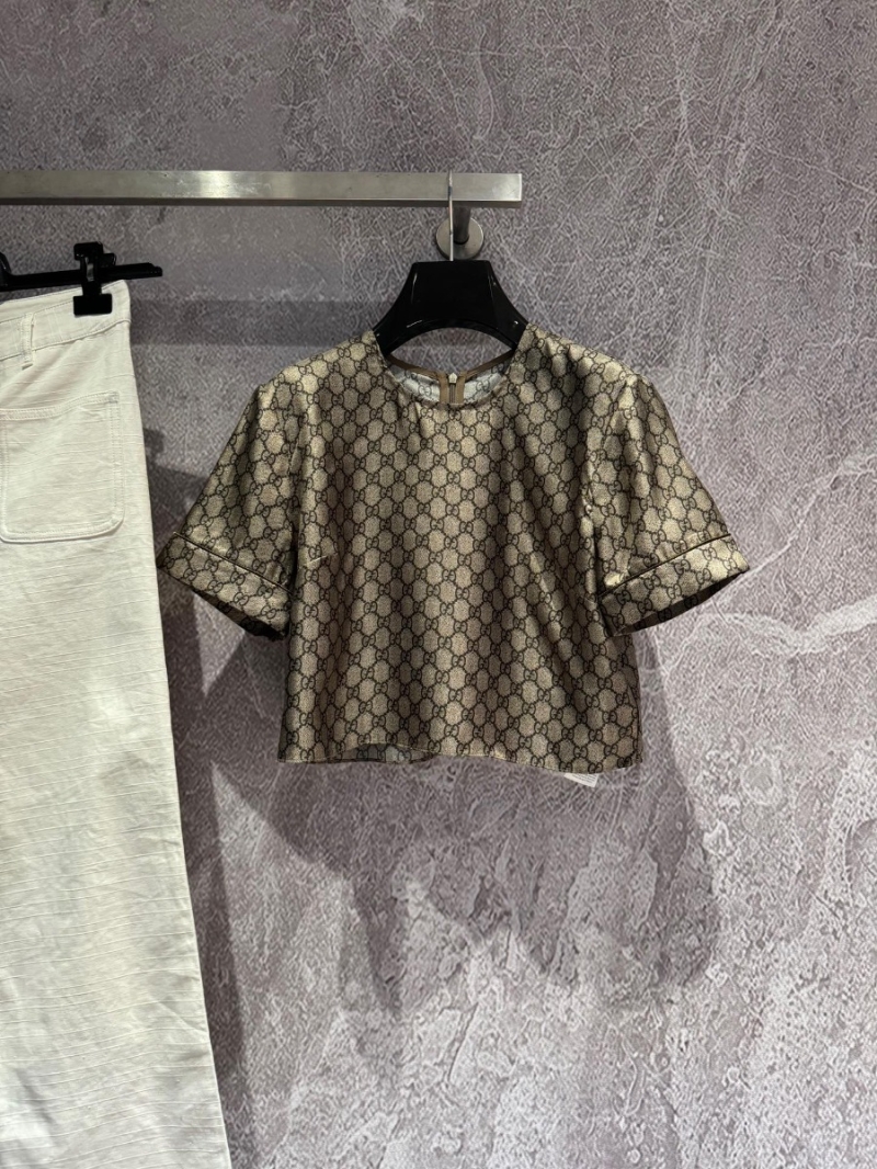 Gucci Vintage Silk Luxurious Floral Silk Blouse in Monogram Print