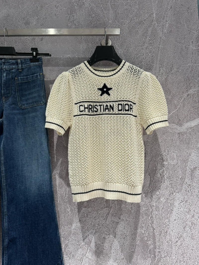 Christian Dior Delicate Collection Elegant Bubble-Sleeve Knitted Sweater in Cream
