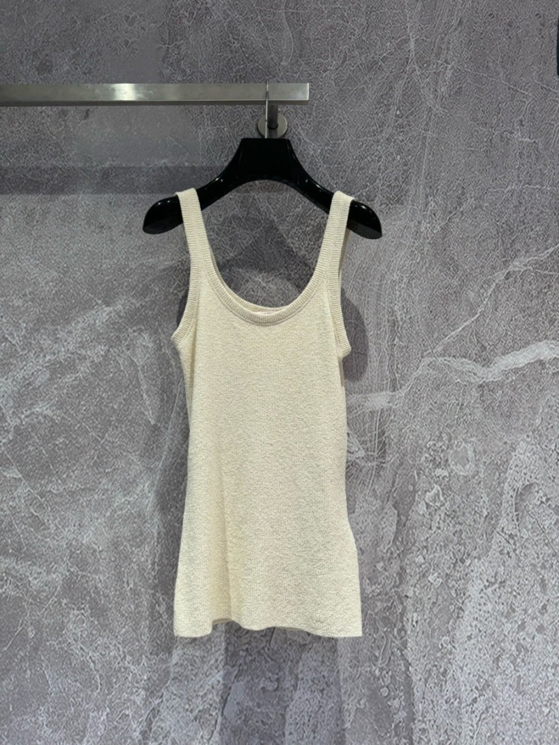 Valentino Silk and Linen Embroidered Logo Tank Top