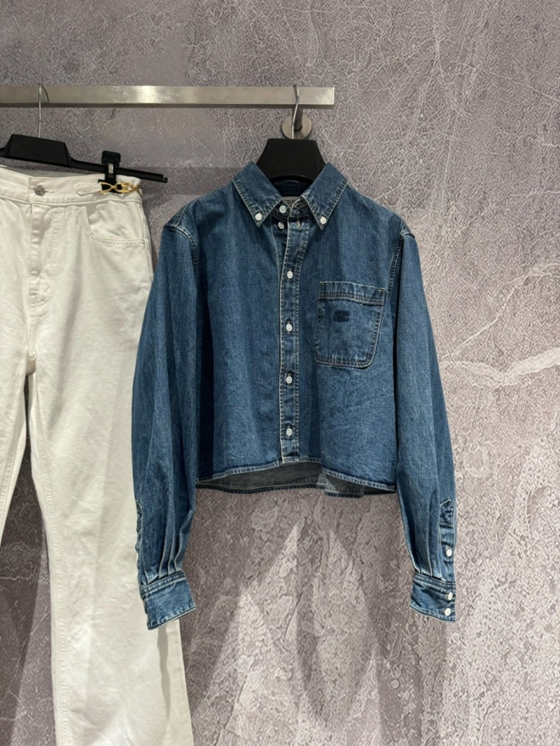 Celine Lightweight Denim Shirt with Embroidered Pocket