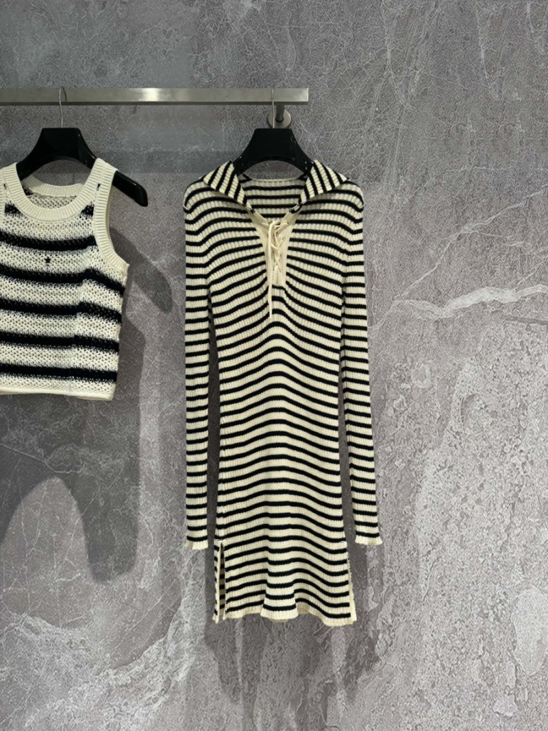 Dior Classic Nautical Stripe Knit Dress with Navy Collar