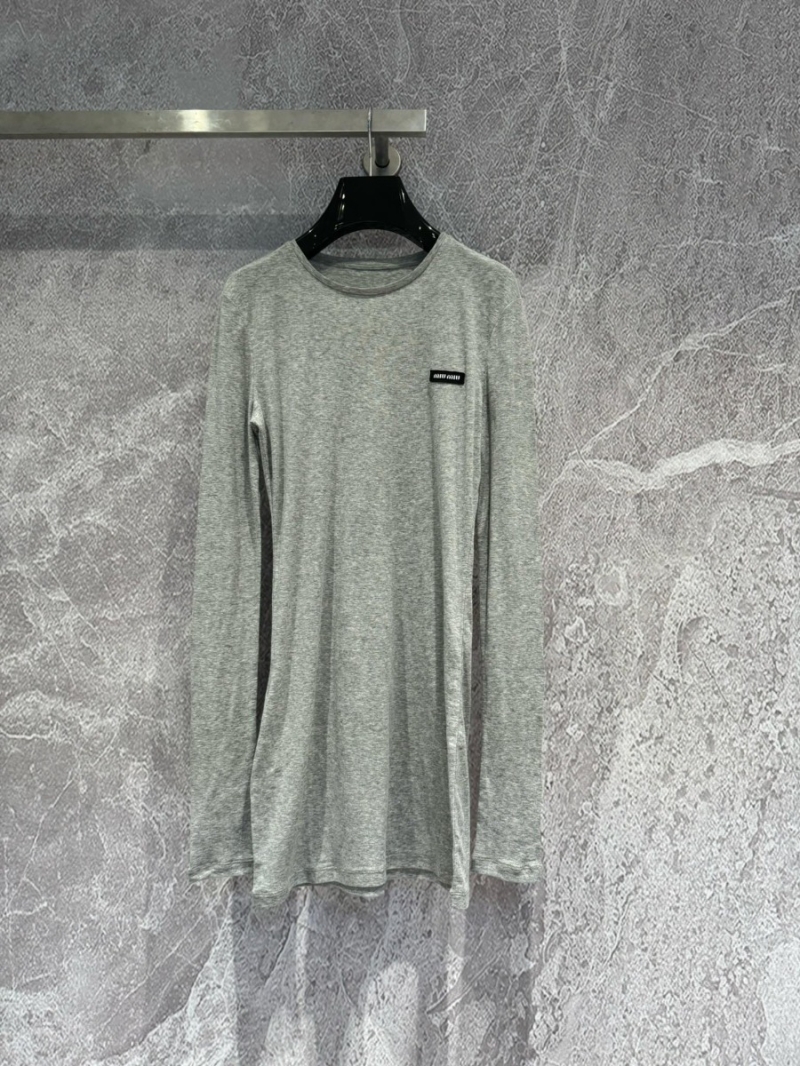 Miu Miu Heather Grey Long Sleeve T-Shirt