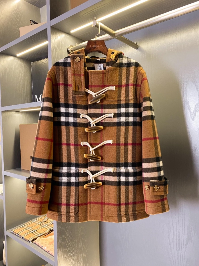 Burberry Short Check Wool Cashmere Coat with Horn Buttons - Unisex