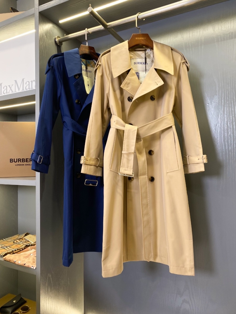 Burberry Long Double-Breasted Gabardine Trench Coat beige