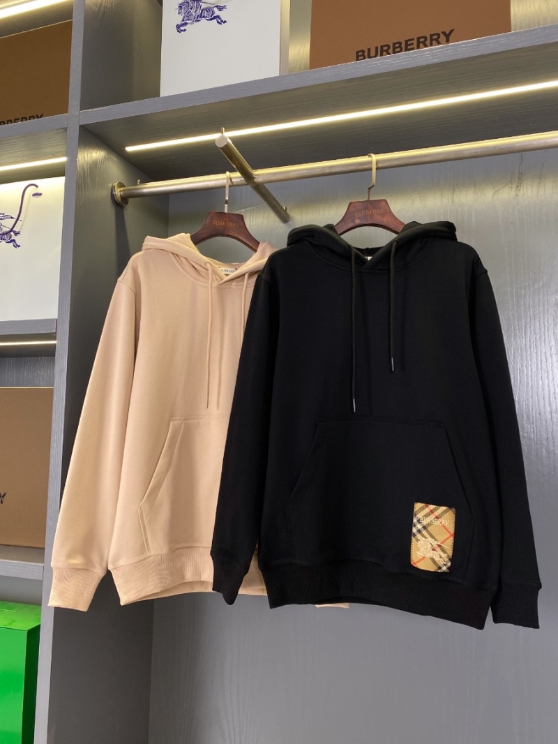 Burberry Casual Plaid-Tag Cotton Hoodie – Black