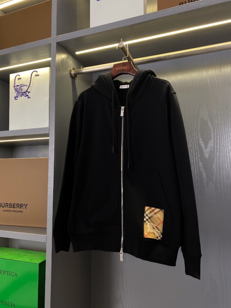 Burberry Autumn Collection Premium Cotton Zip-Up Hoodie – Black