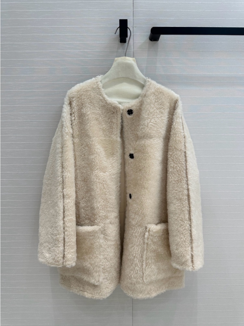 MaxMara Atelier Shearling Coat Creme