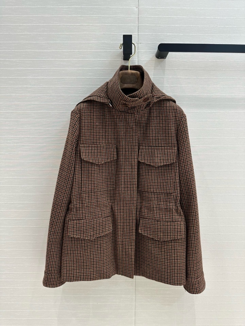 Loro Piana Wool Blend Houndstooth Traveller Jacket with Detachable hood