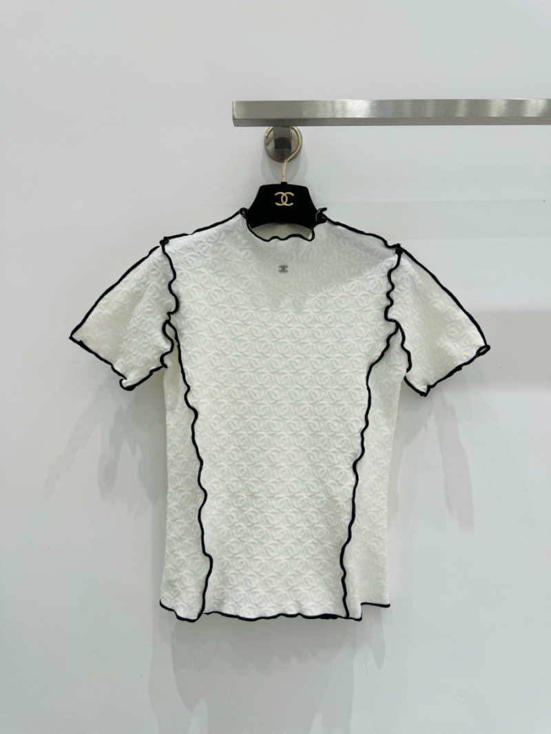 Chanel Spring 2025 Jacquard Knit Top Cotton-Silk Fabric White