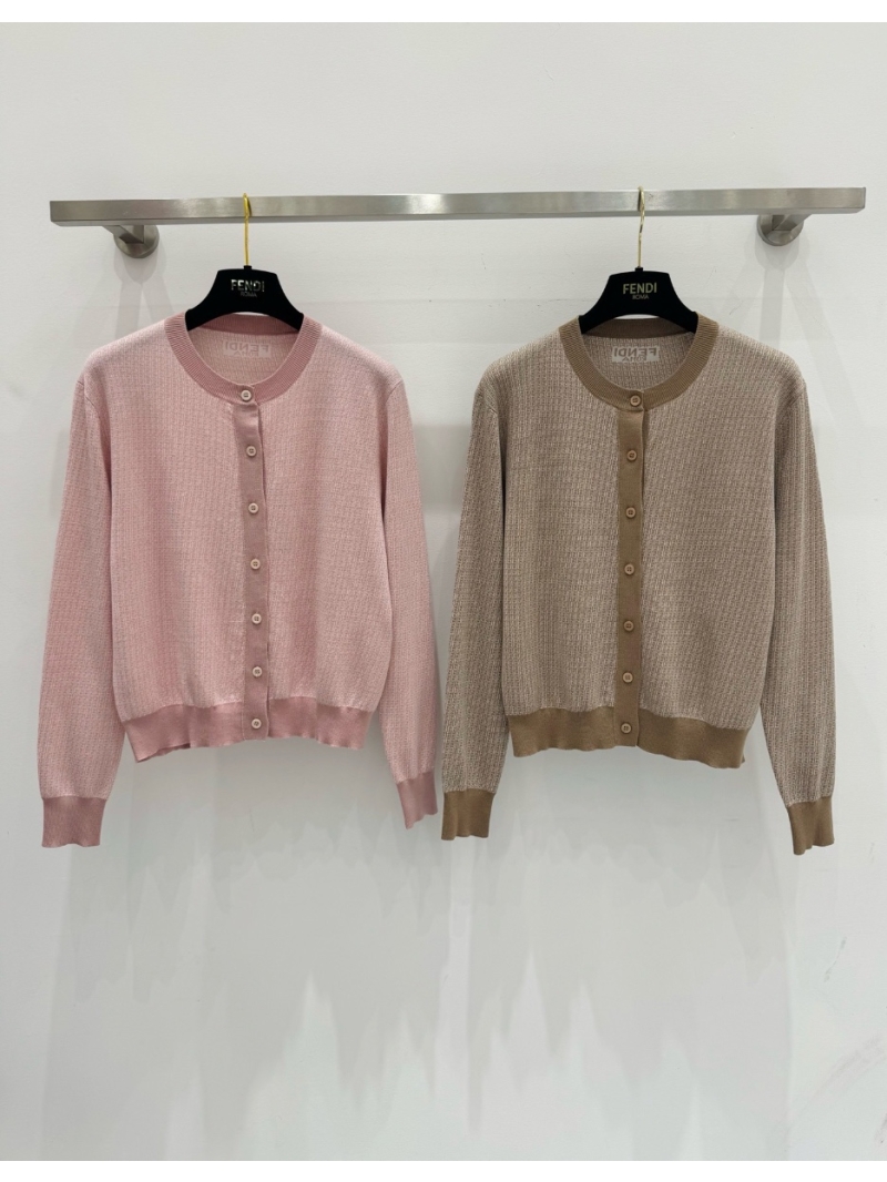 Fendi Spring-Summer 2025 FF Logo Jacquard Wool Cardigan