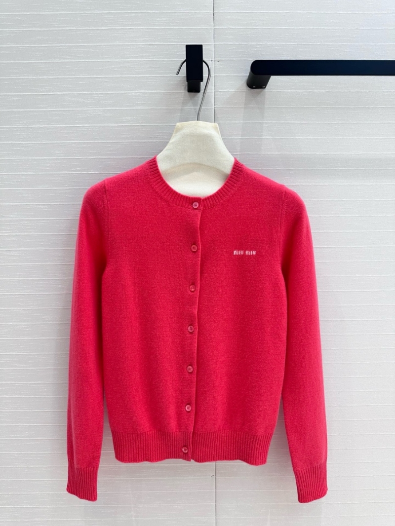Miu Miu Early Fall New Collection Stylish Color-Block Letter Cashmere Cardigan Candy Pink