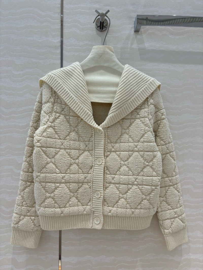 Dior Miss Dior Cannage Quilted Teddy Sailor Collar Cardigan