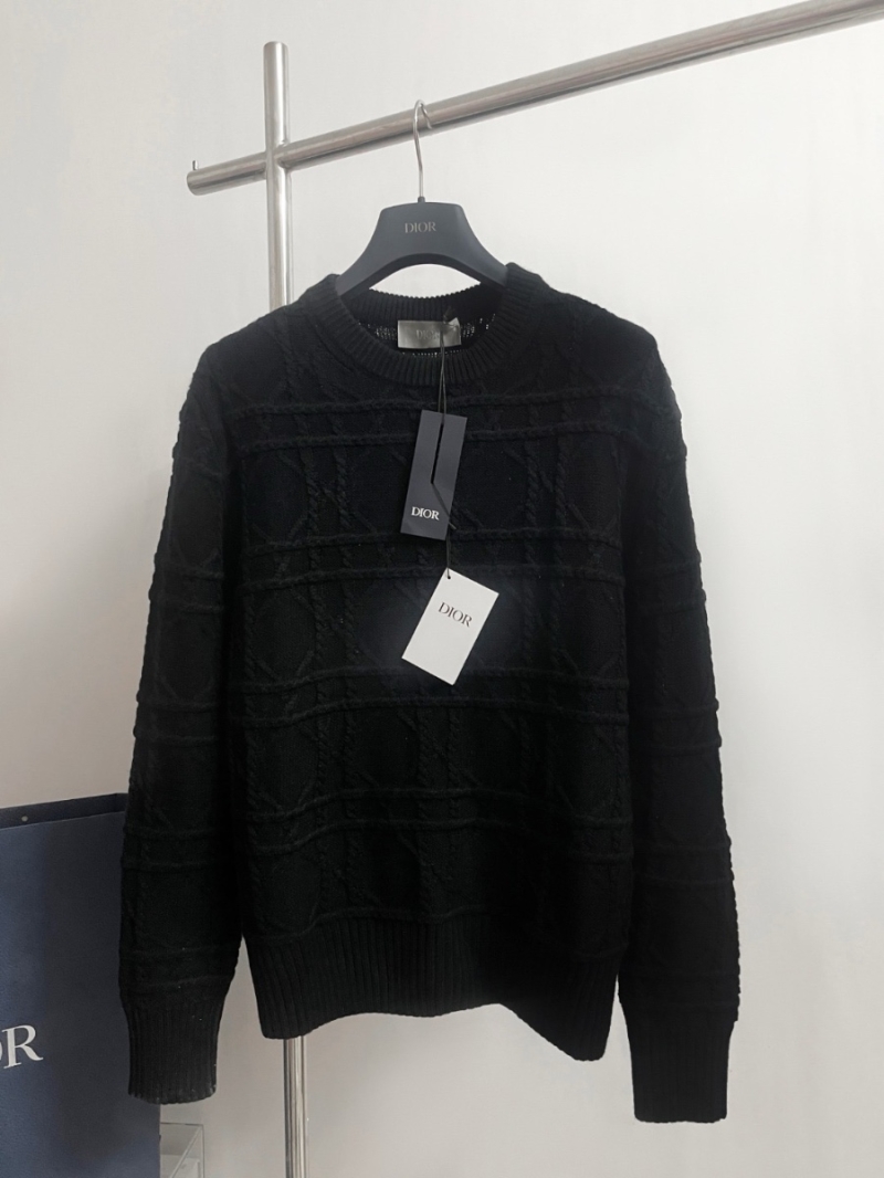 Dior Cannage Pattern Cashmere Sweater Black - Unisex Collection