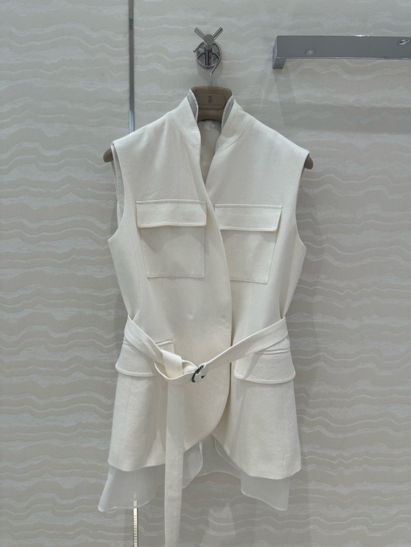 Brunello Cucinelli Two-Piece Belted Linen Vest White – Minimalist Luxury