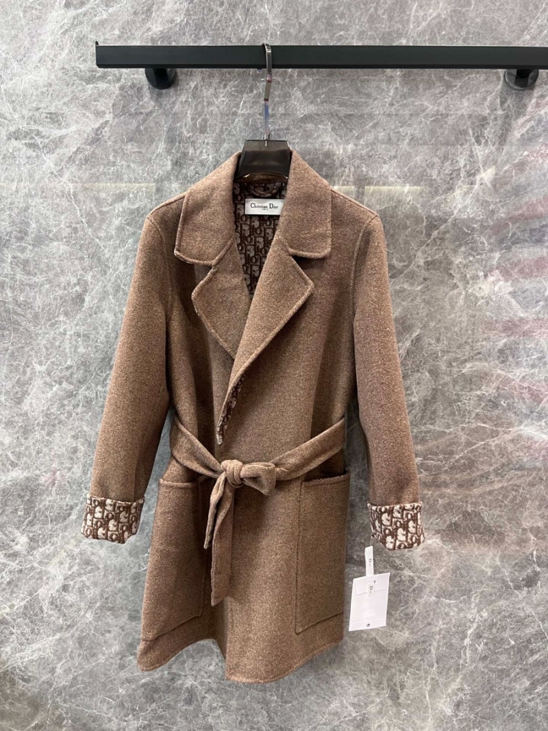 Dior 24FW Pre-Fall Double-Faced Wool Coat Camel Reversible Oblique