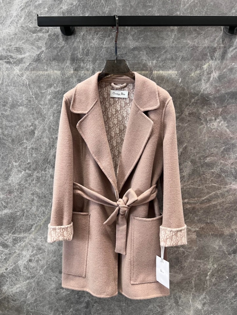 Dior 24FW Pre-Fall Double-Faced Wool Coat Blush Pink Reversible Oblique