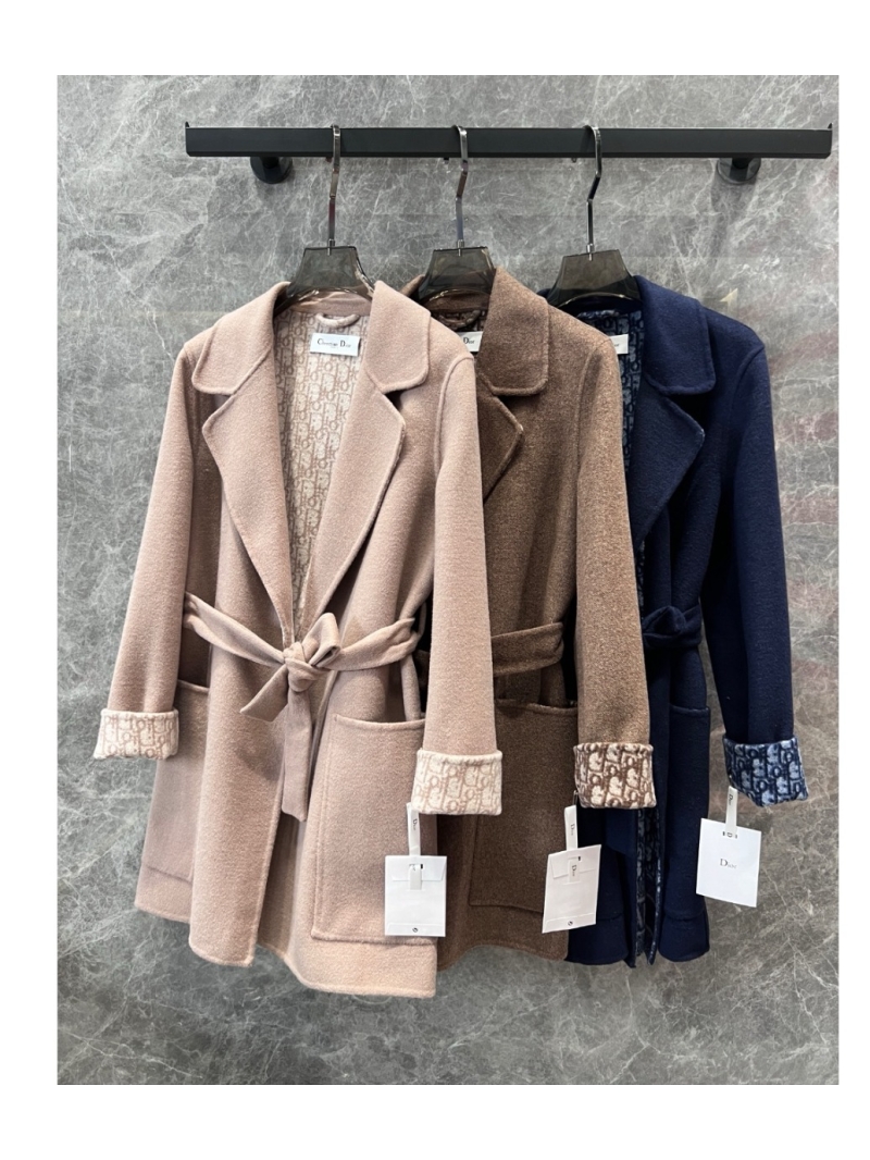 Dior 24FW Pre-Fall Double-Faced Wool Coat Blue Reversible Oblique