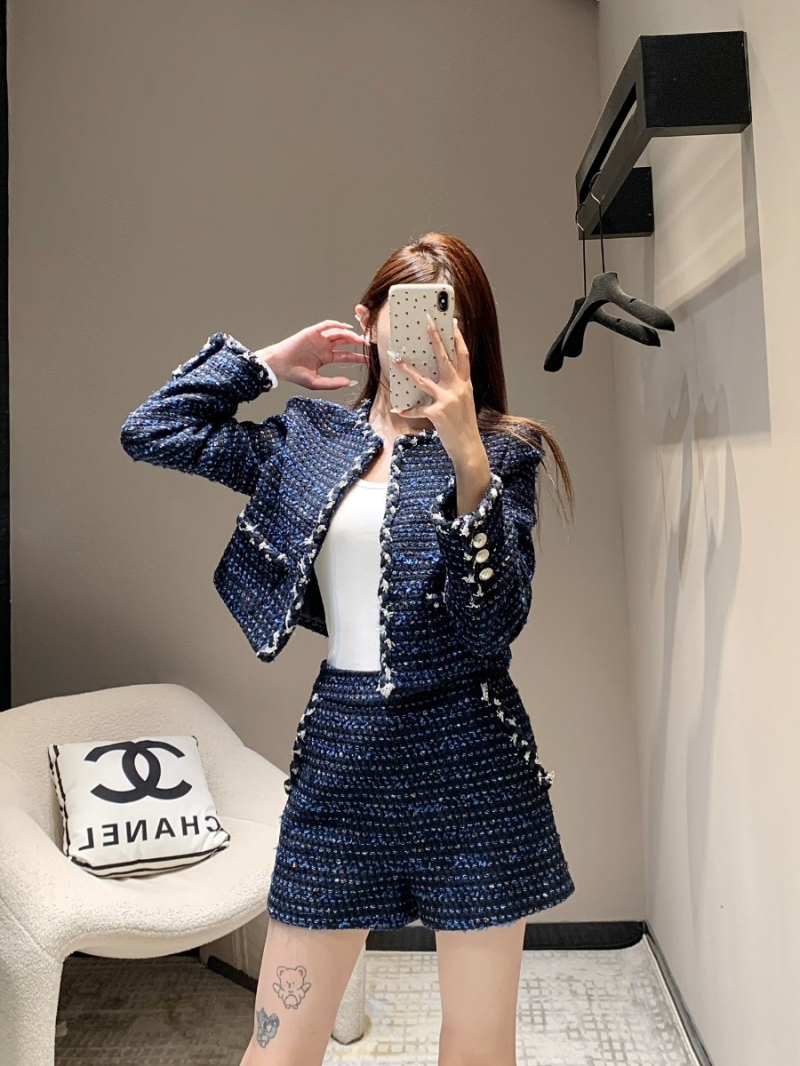 Balmain 2024 Pre-Fall Collection Blue Tweed Cropped Jacket