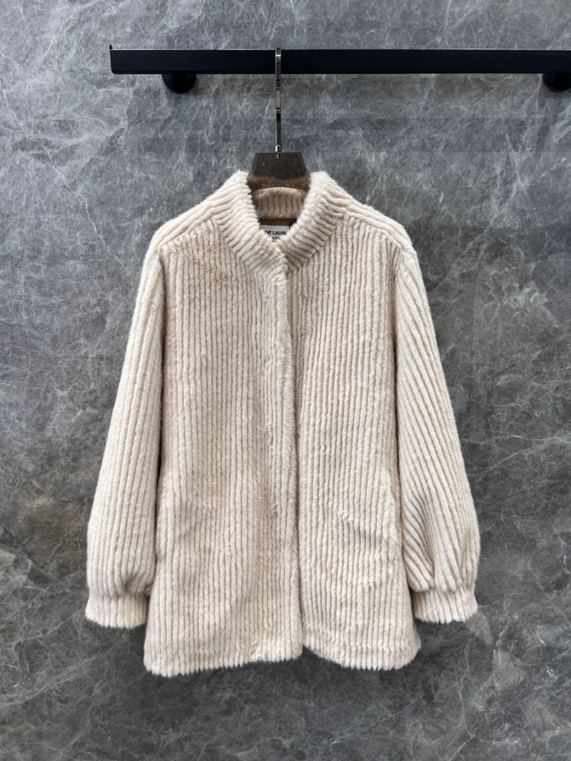 Saint Laurent YSL 24 FW Fall/Winter Capsule Soft Shearling Collar Jacket