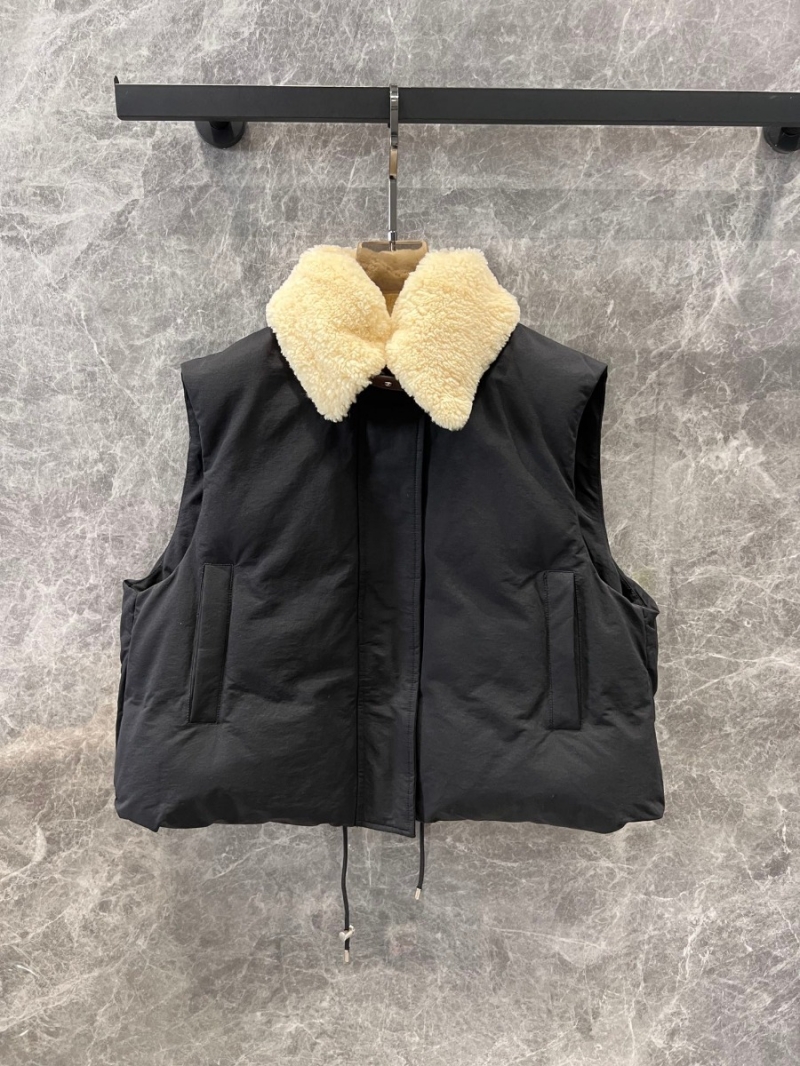 Loewe FW24 Shearling-Collar Oversized Vest - Black