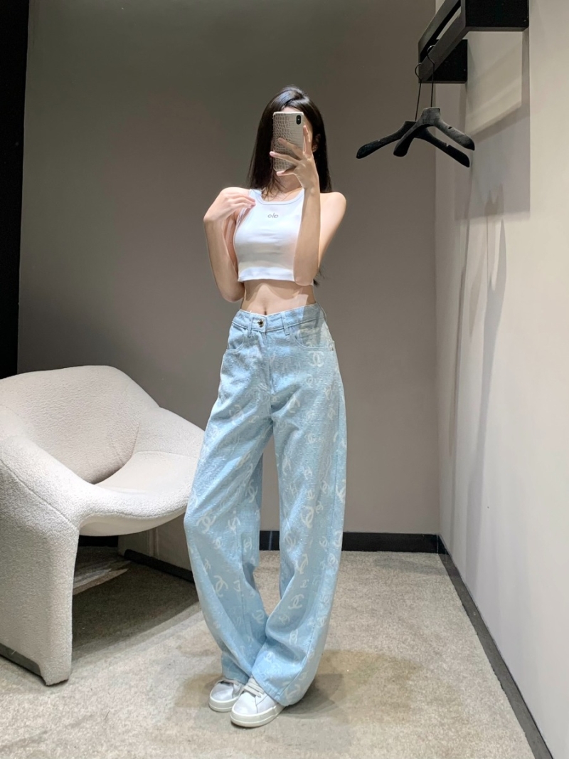 Chanel 25P Early Spring Luxurious Monogram Jeans Light Blue