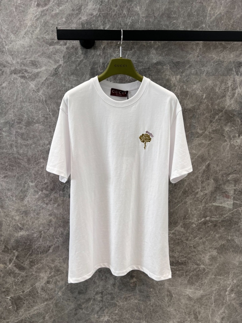 Gucci 25SS Spring/Summer Stylish Floral-Embroidered T-Shirt White