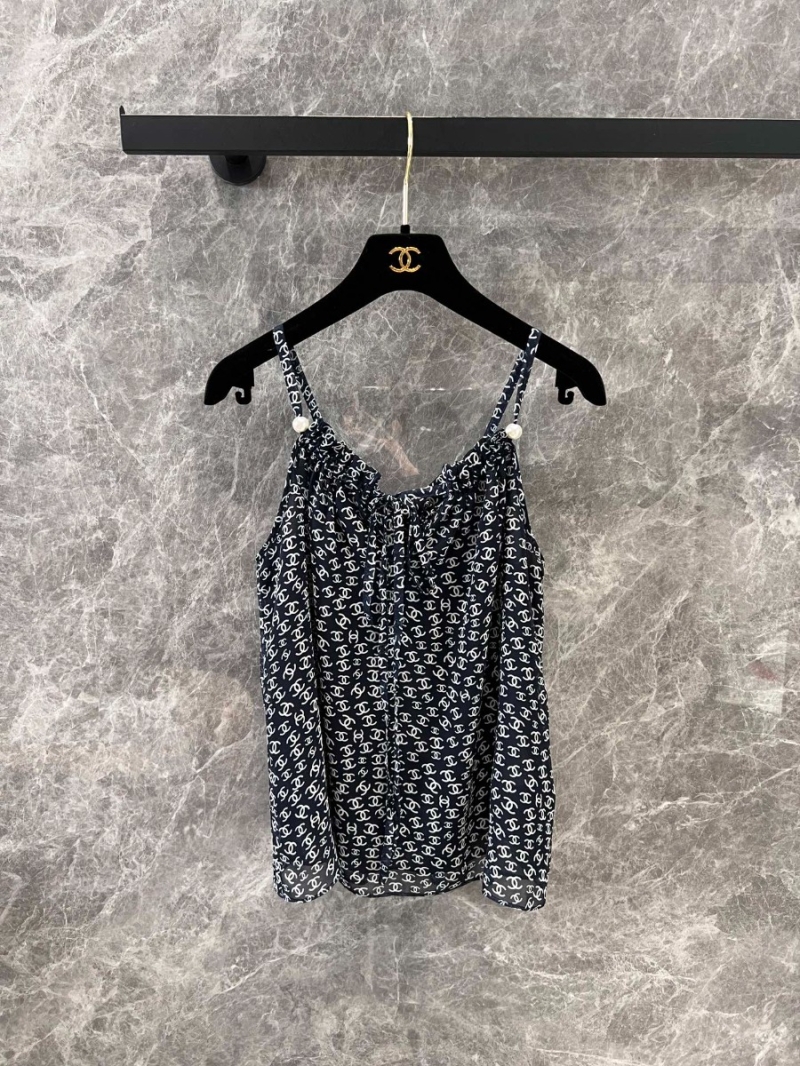 Chanel 25P Spring/Summer Elegant Logo-Printed Tank Top Black