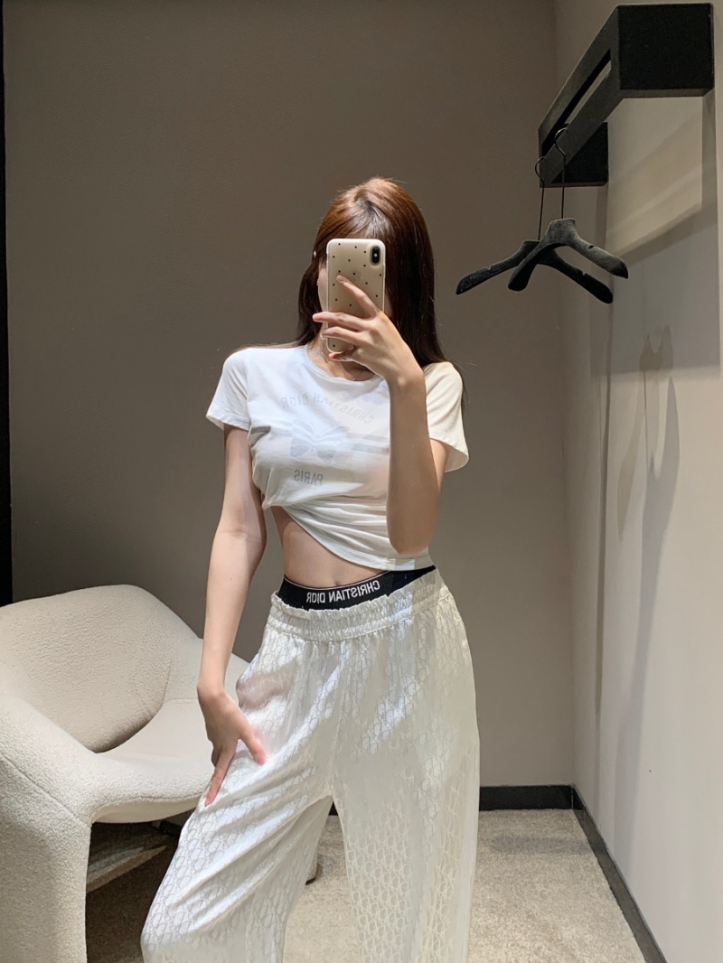 Dior 25SS Spring Summer Chic Monogrammed Casual Pants White