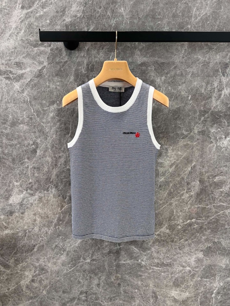 Miu Miu 25Ss Spring/Summer Chic Striped Tank Top Black & White