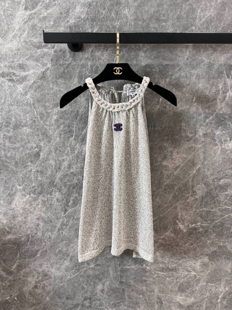 Chanel 25SS Elegant Woven Halter Tank Top Pink