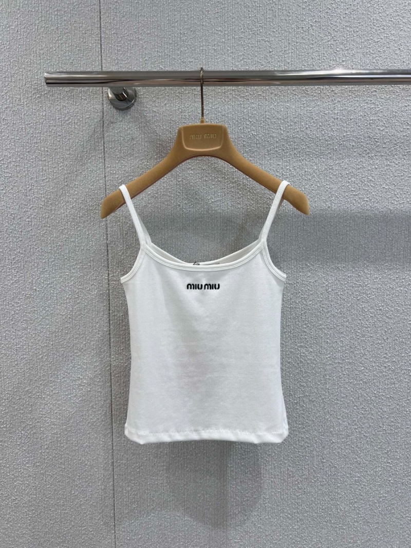 Miu Miu 25SS Chic Embroidered Tank Top White
