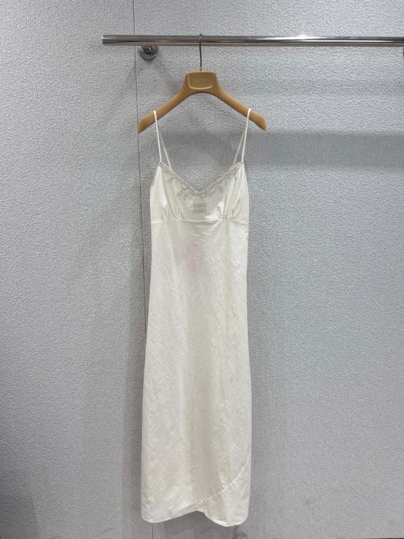 Miu Miu 25SS Ethereal Embroidered Slip Dress Ivory