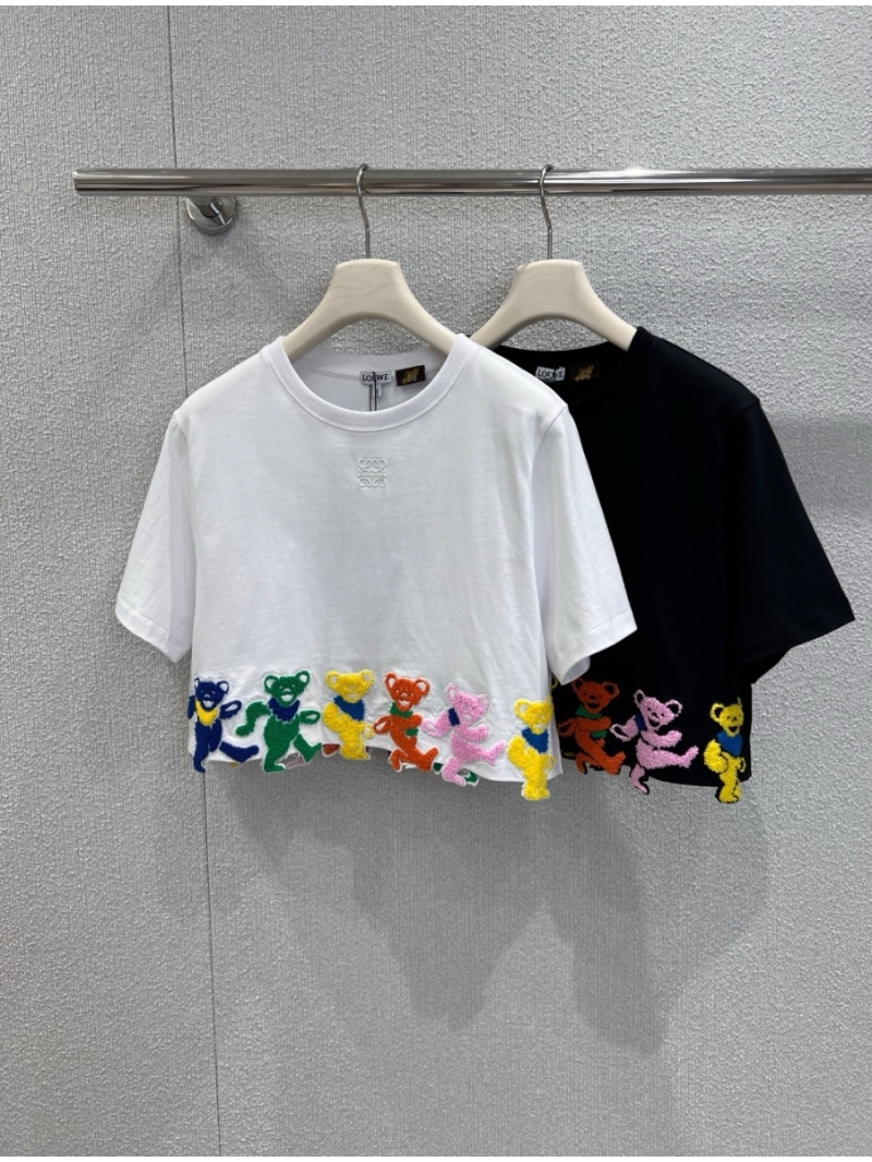 Loewe 25SS Grateful Dead Collab Bear Embroidery Cropped T-Shirt - Exclusive Limited Edition