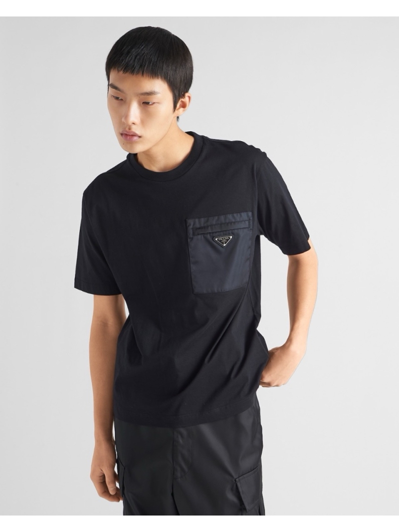 Prada Unisex Nylon Zipped Pocket Cotton T-Shirt
