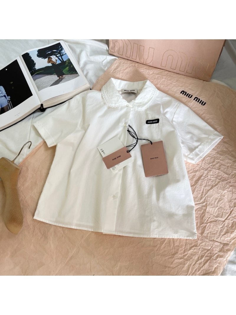 MiuMiu 25SS Collection Double-Layer Collar White Shirt