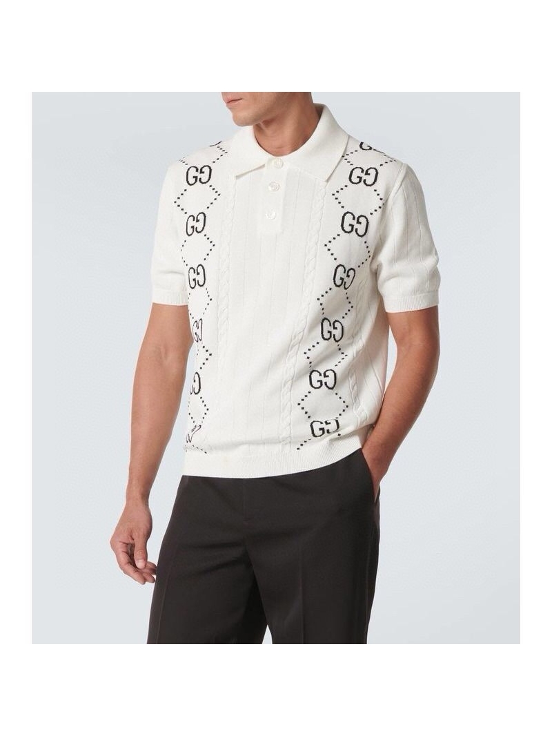 GUCCI Men Knit GG Polo Shirt White – Lido Collection