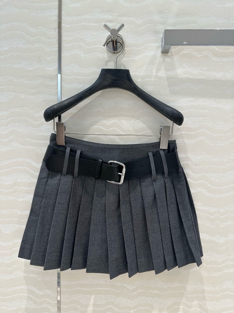 Alexander Wang Pleated Mini Skirt with Belt Grey