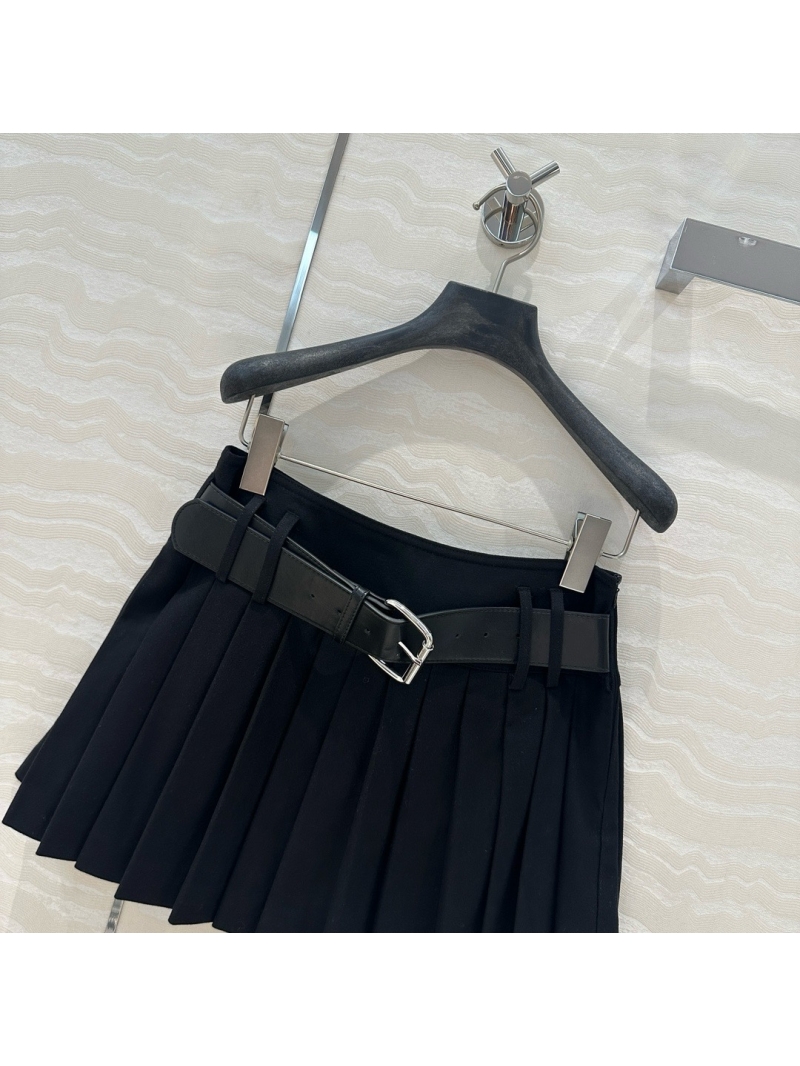 Alexander Wang Pleated Mini Skirt with Belt Black