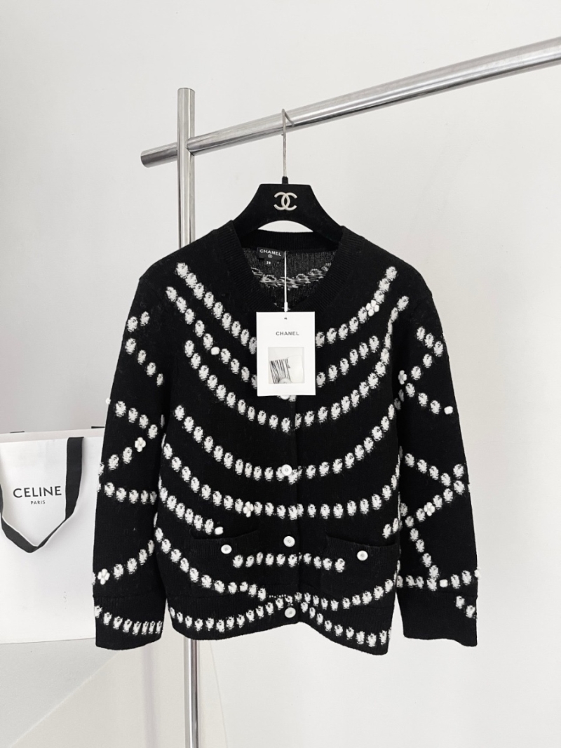 Chanel Coco 25P Haute Couture Pearl Series Cashmere Cardigan black