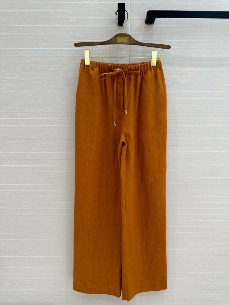 Loro Piana 2025 Early Spring Minimalist Linen Wide-Leg Pants Ginger