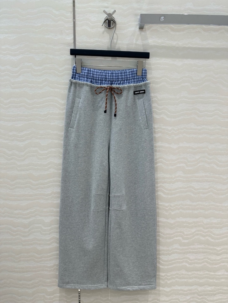 Miu Miu Style Two-Piece Design Casual Pants Gray